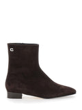Aiglon Brown Boots with Logo Embroidery on the Side and Zip Closure in Suede Woman Goat Ankle