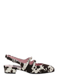 Multicolor Peche Slingback Ballet Shoes with Buckle Strap Closure and Cow Print in Leather Woman Calf Ballerinas