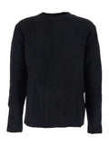 Black Crew Neck Sweater with Brushed Effect in Alpaca and Wool Blend Man Nylon Spandex Jersey