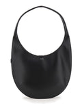 Swipe Medium Black Shoulder Bag with Logo on Front in Leather Woman Cow