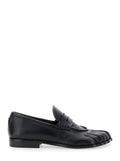 Black Loafers with Back Logo and Foot-Shaped Design in Leather Woman Lamb