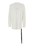 White Crewneck T-Shirt with Logo Print on the Front in Cotton Man Tshirts And Polo Shirts