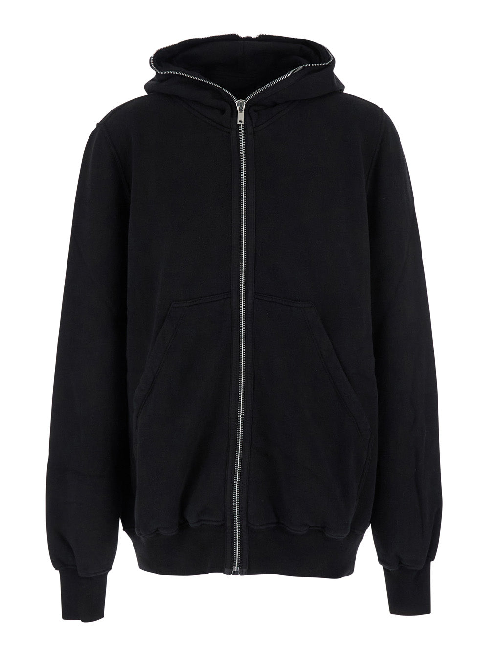 Black Hoodie with Kangaroo Pocket on the Front in Cotton Man Sweatshirts