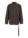 Brown Classic Collar Shirt with Lace Detail in Cotton Woman And Blouses