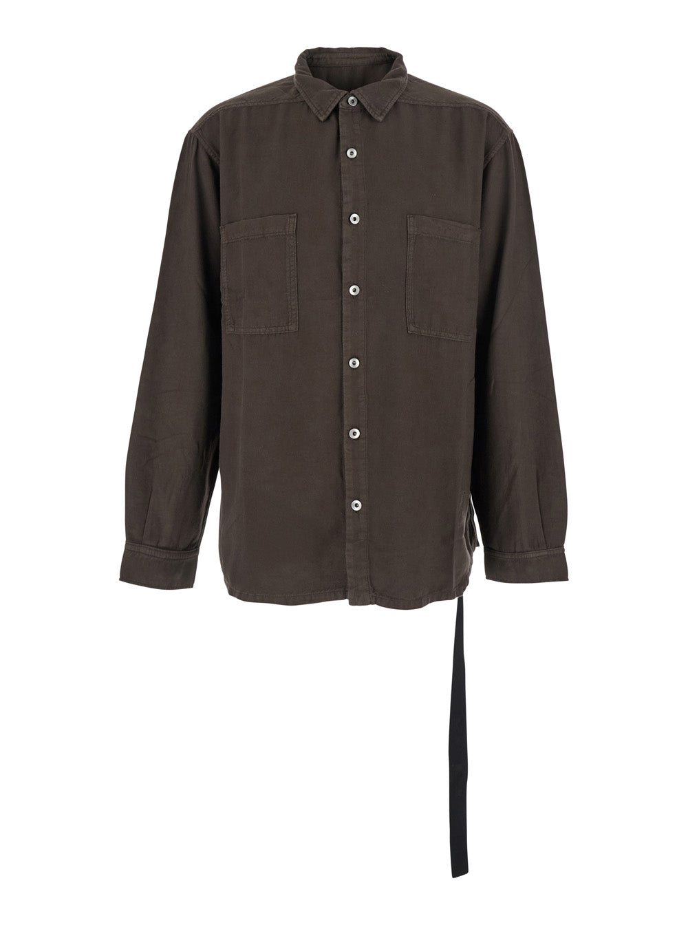 Brown Classic Collar Shirt with Lace Detail in Cotton Woman And Blouses