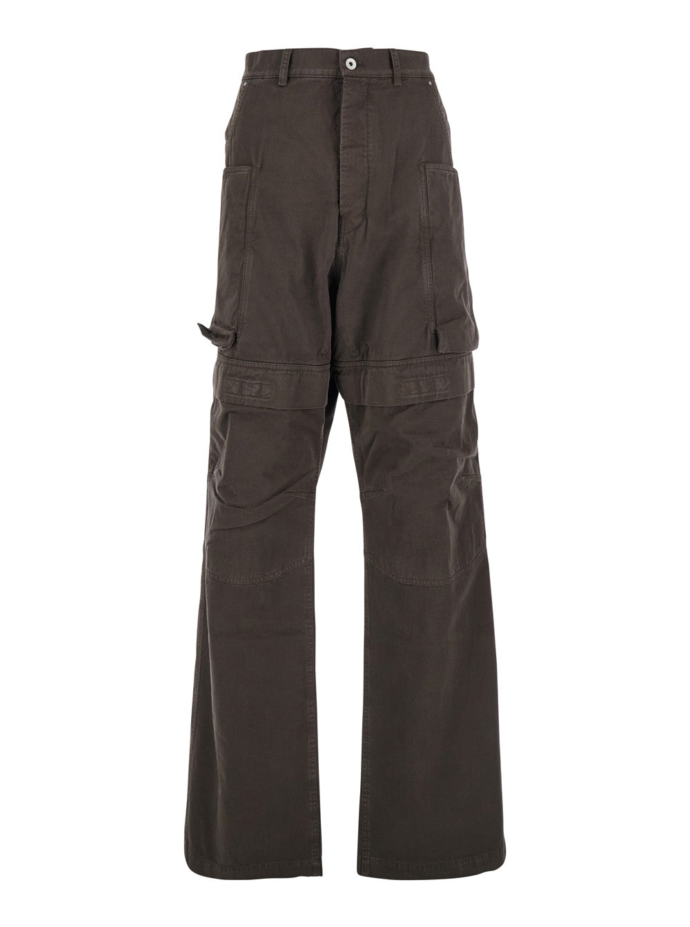 Stefan Brown Wide Leg Cargo Pants with Patch Pockets in Cotton Man Trousers