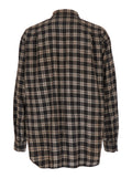 D2 x Magliano Brown Shirt with Tie Detail on the Front and All-Over Check Motif in Cotton Man Blouses