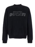 Ducati x D2 Black Sweatshirt with Logo Print on the Front in Cotton Man Sweatshirts