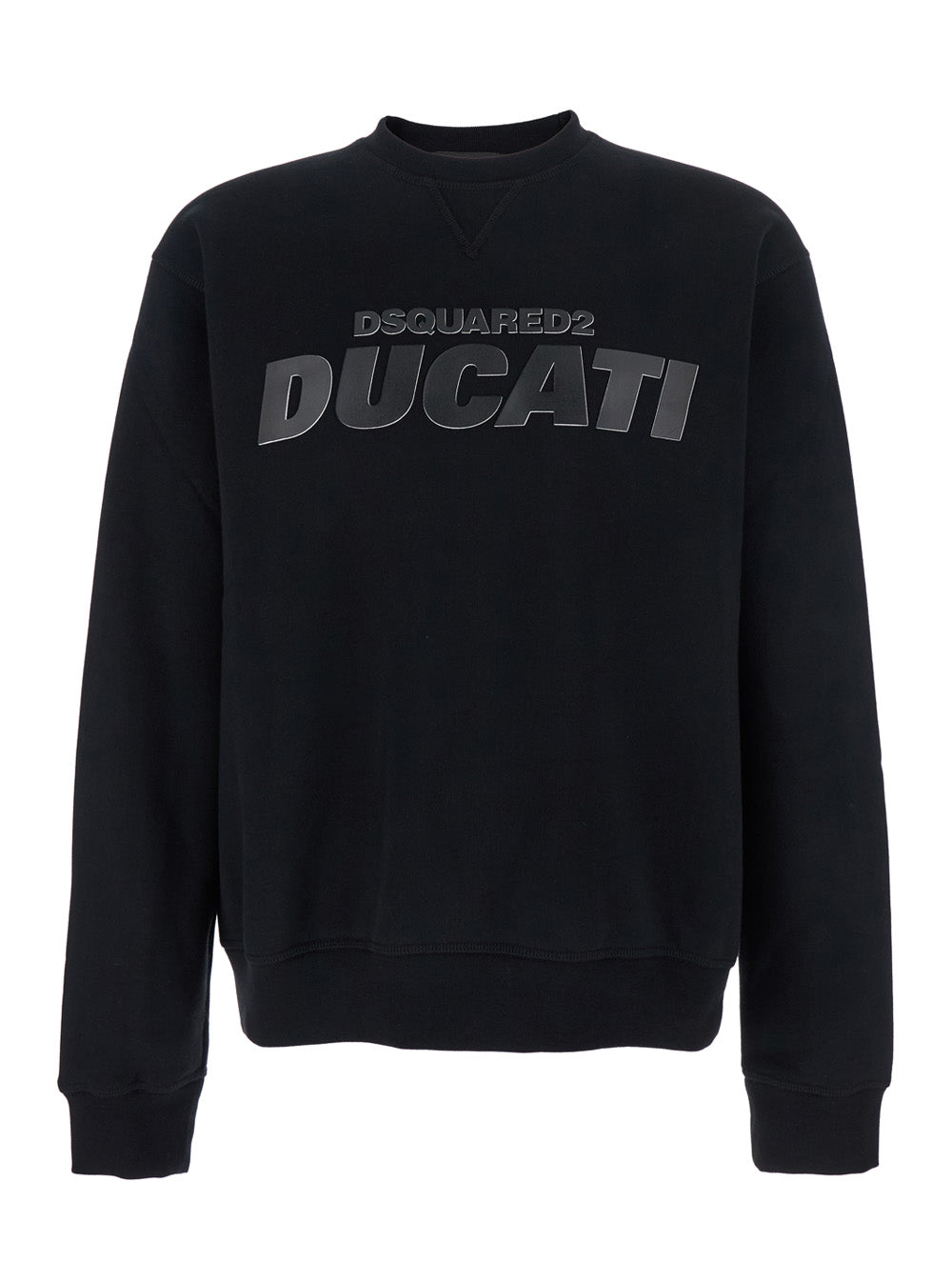 Ducati x D2 Black Sweatshirt with Logo Print on the Front in Cotton Man Sweatshirts