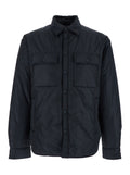 Black Jacket with Classic Collar and Logo Print on the Rear in Tech Fabric Man Polyamide Outerwear