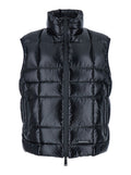 Black Sleeveless Down Jacket with High Neck and Logo Patch on the Front in Tech Fabric Man Polyamide