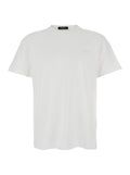 White Crewneck T-Shirt with Patch Logo on the Front in Cotton Man Tshirts And Polo Shirts
