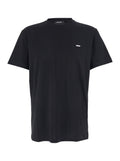 Black Crewneck T-Shirt with Patch Logo on the Front in Cotton Man Tshirts And Polo Shirts