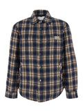 Multicolor Checkered Shirt with Front Logo Patch in Flannel Man Cotton And Blouses