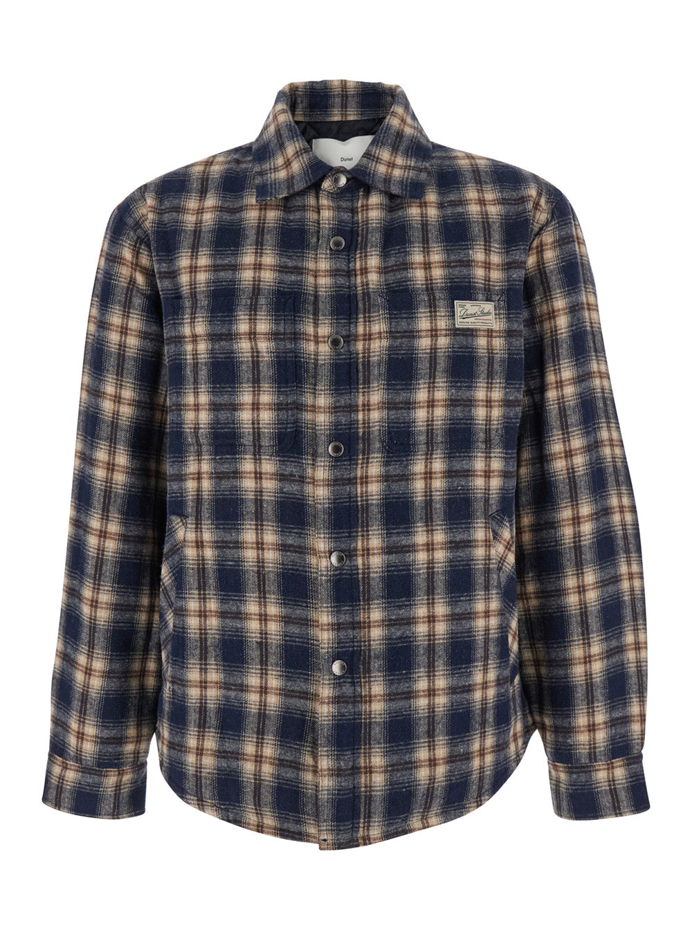 Multicolor Checkered Shirt with Front Logo Patch in Flannel Man Cotton And Blouses