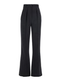 Black Trousers with Pleated Details in Fabric Woman Polyester Elastane