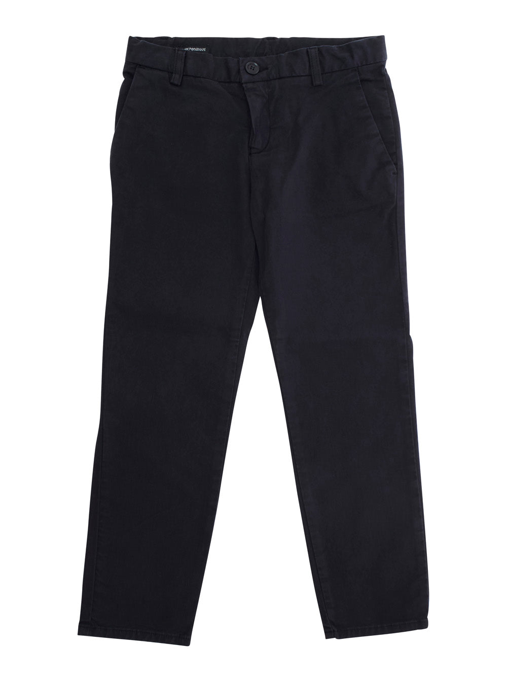 Blue Trousers with Belt Loops and Logo Plate on the Back in Cotton Boy Blu Elastane