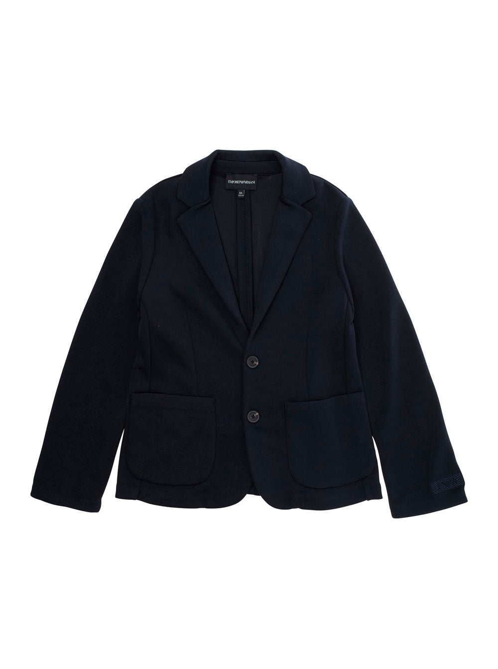 Blue Single-Breasted Jacket with Notched Revers and Logo Patch on the Sleeve in Modal Stretch Boy Blu Polyester Elastane Blazers