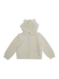 White Sweatshirt with Hood Ear Detail and Logo Embroidery on the Front in Cotton Cashmere Baby Sweatshirts