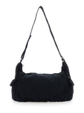 Black Shoulder Bag with Adjustable Strap in Cotton Twill Man