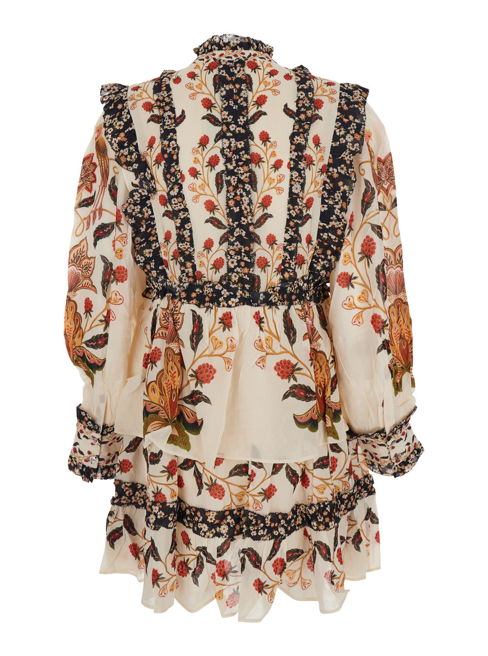 Multicolor Ruched Dress With All-Over Floral Print Viscose Blend Woman - S