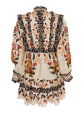 Multicolor Ruched Dress With All-Over Floral Print Viscose Blend Woman - S