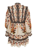 Multicolor Ruched Dress With All-Over Floral Print Viscose Blend Woman - S
