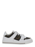 White Sneakers with All-Over FF Motif in Leather Boy Calf