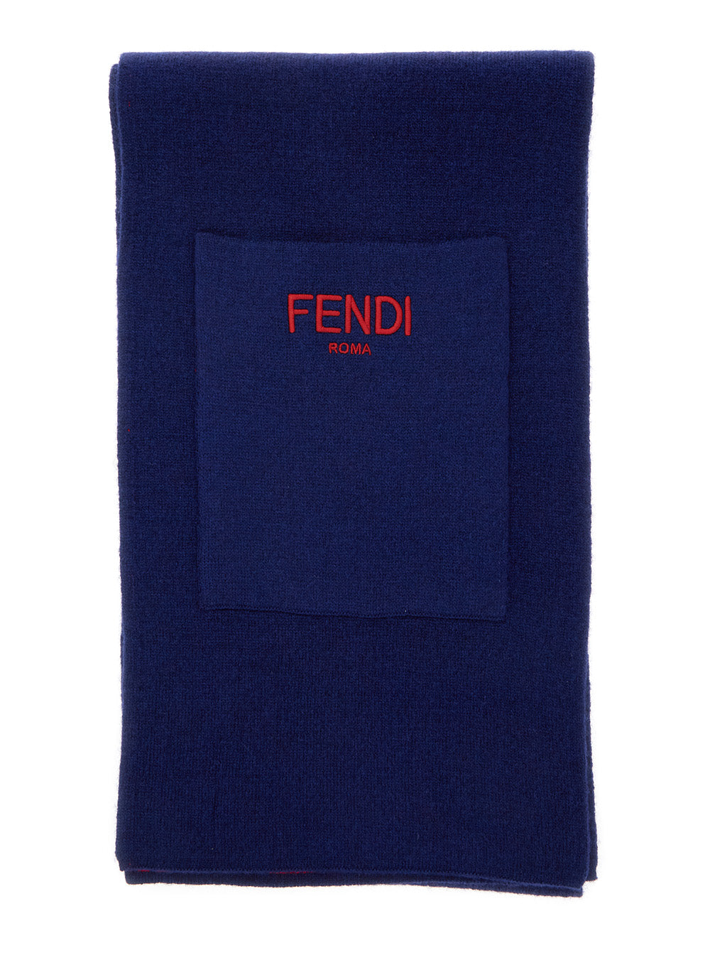 Blue Wraparound Scarf with Logo Patch on the Front in Wool and Cashmere Boy Blu Polyamide Scarfs Foulards