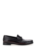 Harry Dark Burgundy Loafers with Almond Toe and Logo Plaque Detail in Leather Man Bordeaux Calf