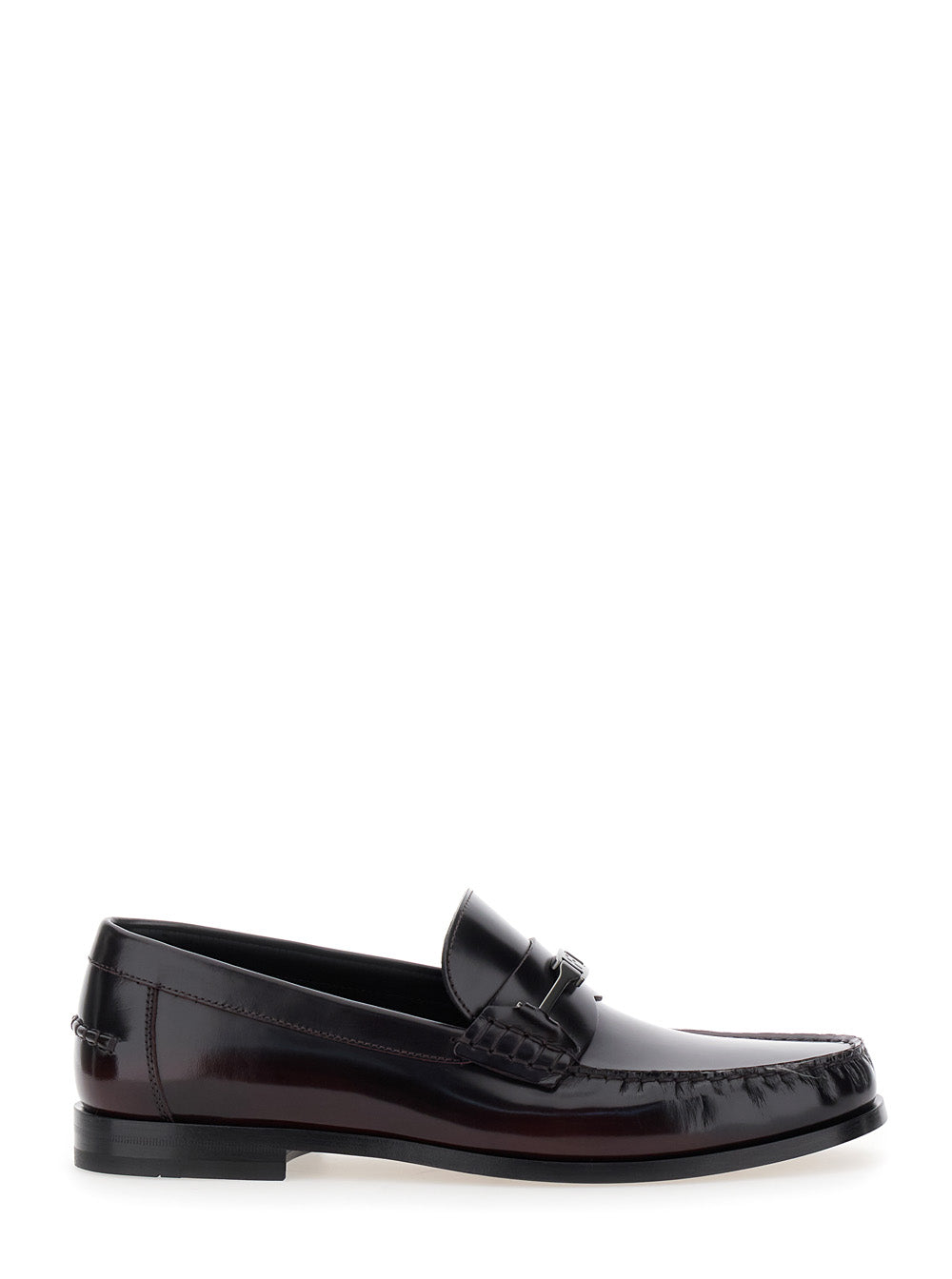 Harry Dark Burgundy Loafers with Almond Toe and Logo Plaque Detail in Leather Man Bordeaux Calf