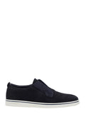 Alfie Blue Laceless Oxford Shoes with Round Toe in Grained Leather Man Blu Calf Elastane Sneaker