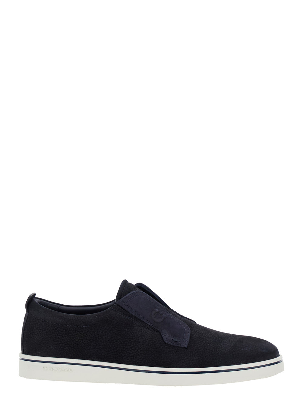 Alfie Blue Laceless Oxford Shoes with Round Toe in Grained Leather Man Blu Calf Elastane Sneaker