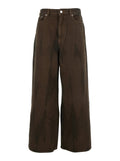 Brown Jeans with Tie-Dye Pattern and Logo Patch on Back in Denim Woman Organic Cotton