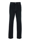 Black Jeans with Belt Loops in Denim Man Cotton Elastane