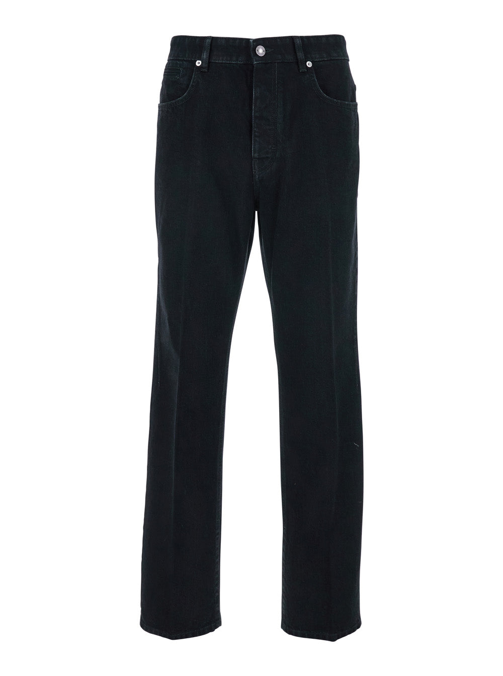 Black Jeans with Belt Loops in Denim Man Cotton Elastane