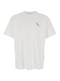 White T-Shirt with Diagonal Embroidered Logo in Cotton Man Tshirts And Polo Shirts