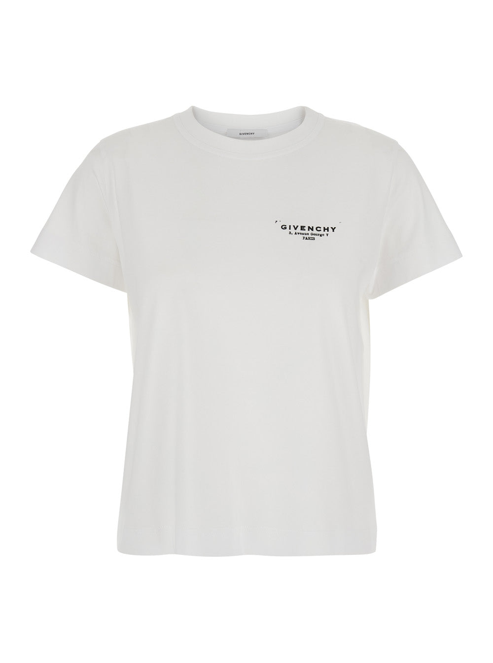 White Crewneck T-Shirt with Logo Lettering on Front and Rear in Cotton Woman Tshirts Polo Shirts