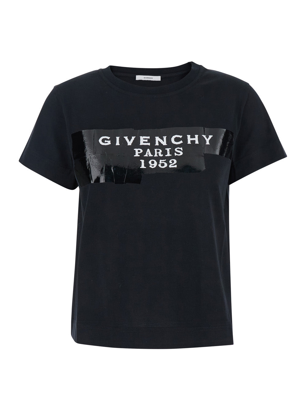 Black T-Shirt with Lettering Logo on the Front in Cotton Woman Tshirts And Polo Shirts