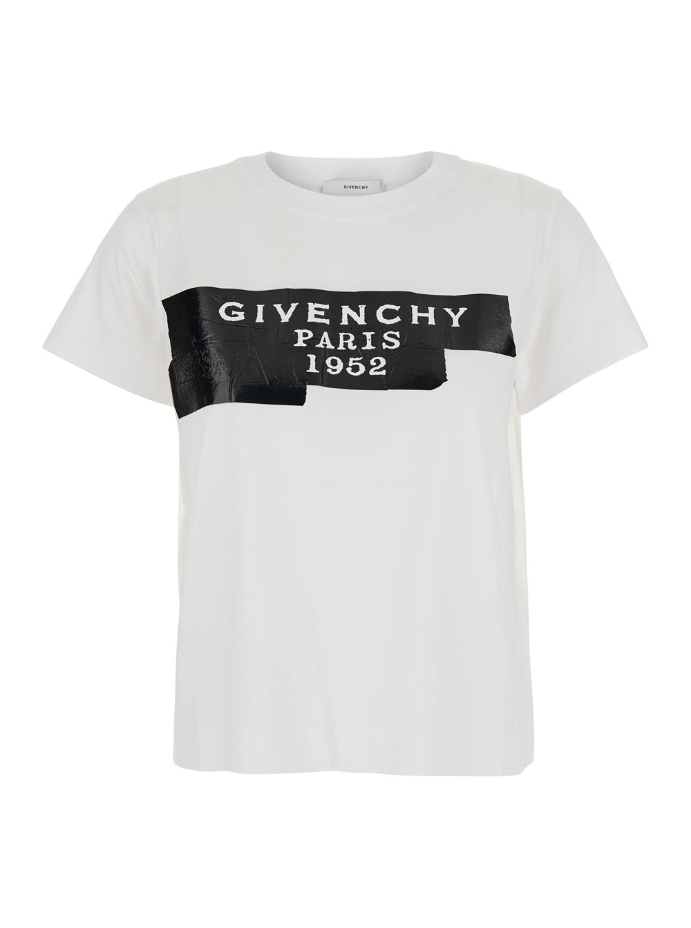 White T-Shirt with Lettering Logo on the Front in Cotton Woman Tshirts And Polo Shirts