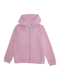 Pink Cardigan with Fixed Hood and Logo Lettering in Cotton Boy Jersey