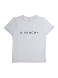 White T-Shirt with Logo Lettering on the Front in Cotton Boy Tshirts And Polo Shirts