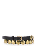 Trinidad Black Belt with Pin-Buckle Closure and Stud Details in Leather Woman Cow