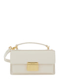Venezia White Hangbag with Adjustable and Removable Shoulder Strap Clasp Closure in Leather Woman Cow Hand Bags