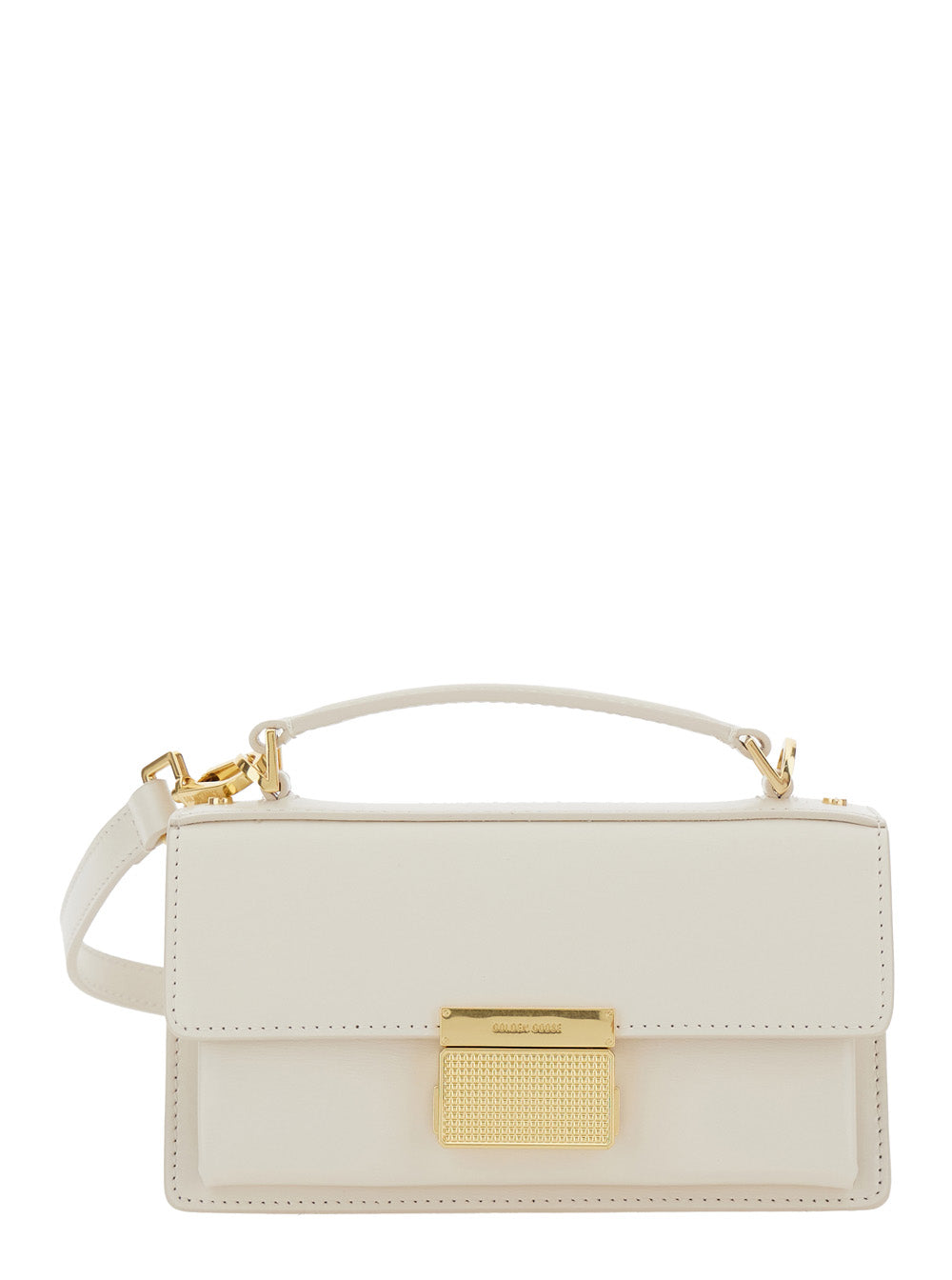 Venezia White Hangbag with Adjustable and Removable Shoulder Strap Clasp Closure in Leather Woman Cow Hand Bags