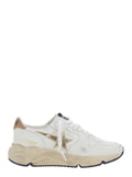 Running Sole White Sneaker with Side Star Detail in Mixed Leather Woman Goat Polyester Cow Polyamide