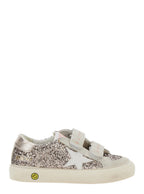 May School Grey Glittered Low Top Sneakers With Star Patch On The Side Leather Blend Girl - IT 35