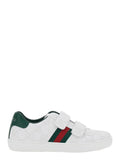 Plastic White Low Top Sneakers with Web Detail on the Side in GG Canvas Boy Polyurethane Polyester Cotton