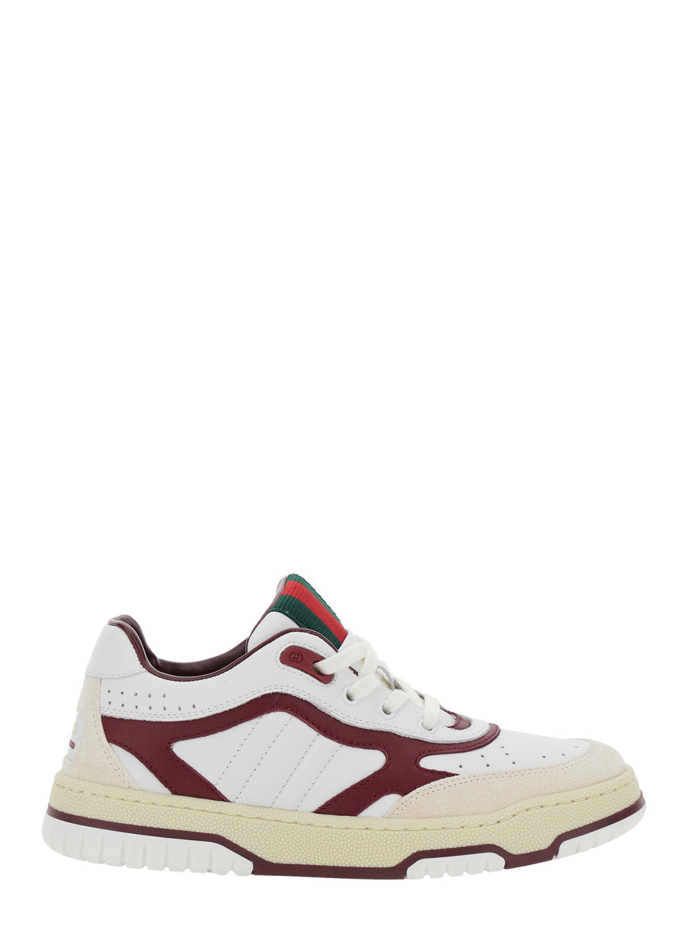 White Low Top Sneakers with Web Tongue in Leather Boy Calf