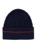 Blue Beanie with Web Detail and Tricot Knitting in Wool Boy Blu Hats Gloves